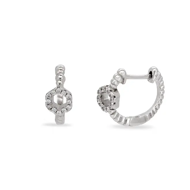 Brinco Argola Click Detalhe Vazado com Zircônias Cristal
