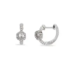 Brinco Argola Click Detalhe Vazado com Zircônias Cristal