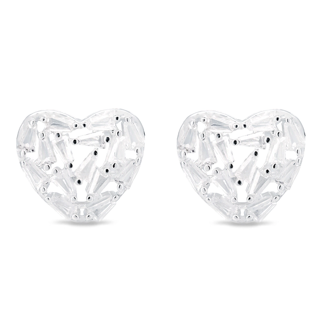 Brinco Top Coração com Zircônia Cristal