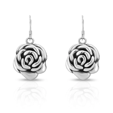 Brinco de Gancho com Rosa Envelhecida em Eletroformação
