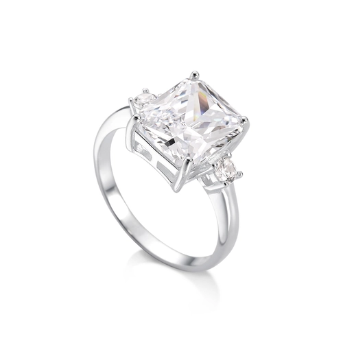 Anel de Prata Blend Collection com Zircônia Cristal Retangular
