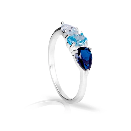 Anel Blend Collection com Zircônias Topázio e Safira Gota