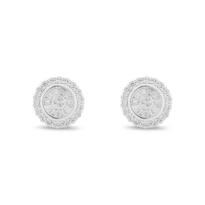 Brinco De Prata Leve Top Redondo com Zircônia Cristal