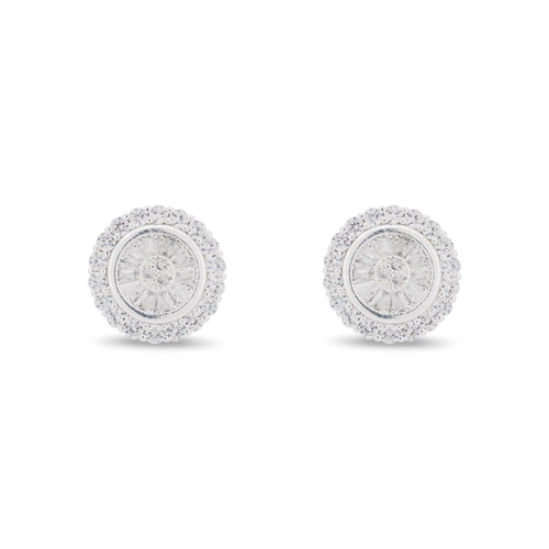 Brinco De Prata Leve Top Redondo com Zircônia Cristal