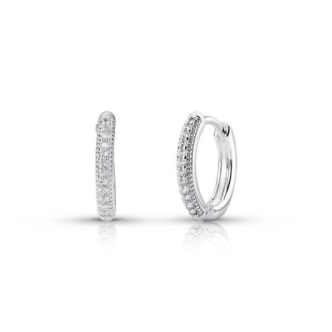 Brinco De Prata Leve Argola Clic Com Zircônia Cristal