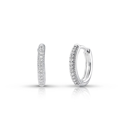 Brinco De Prata Leve Argola Clic Com Zircônia Cristal