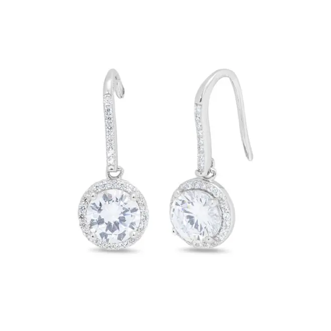 Brinco Gancho com Zircônia Cristal Redonda