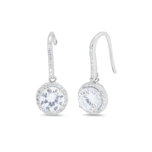 Brinco Gancho com Zircônia Cristal Redonda