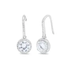 Brinco Gancho com Zircônia Cristal Redonda