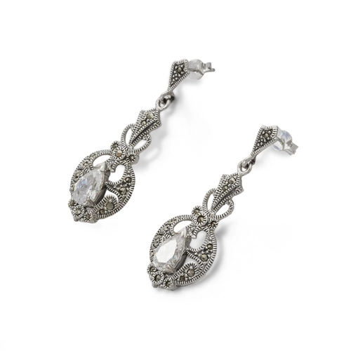 Brinco de Prata com Gota de Zircônia Cristal e Marcassitas