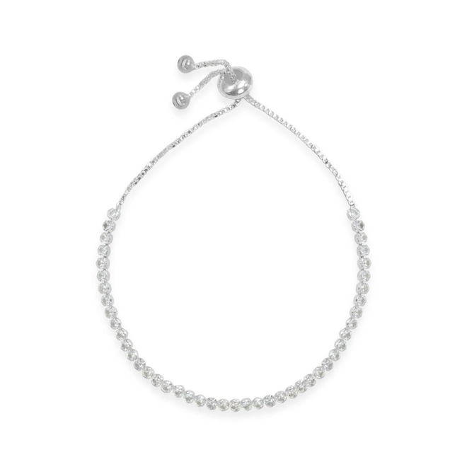 Pulseira de Prata Riviéra com Zircônia Cristal e Fecho Regulável