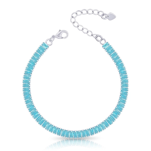 Pulseira de Prata Leve Riviéra com Zircônia Topázio Retangular