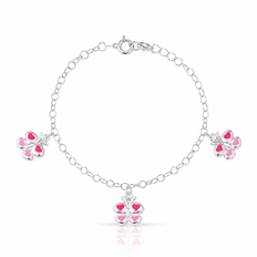 Pulseira Kids Borboleta com Corações Rosas