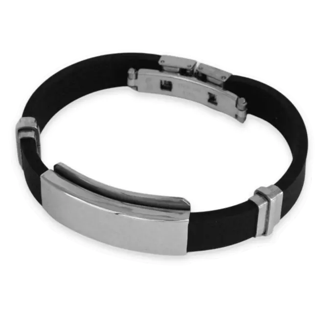Bracelete com Cauciu e Placa Lisa