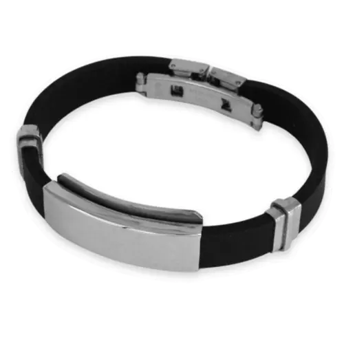 Bracelete com Cauciu e Placa Lisa