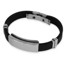 Bracelete com Cauciu e Placa Lisa