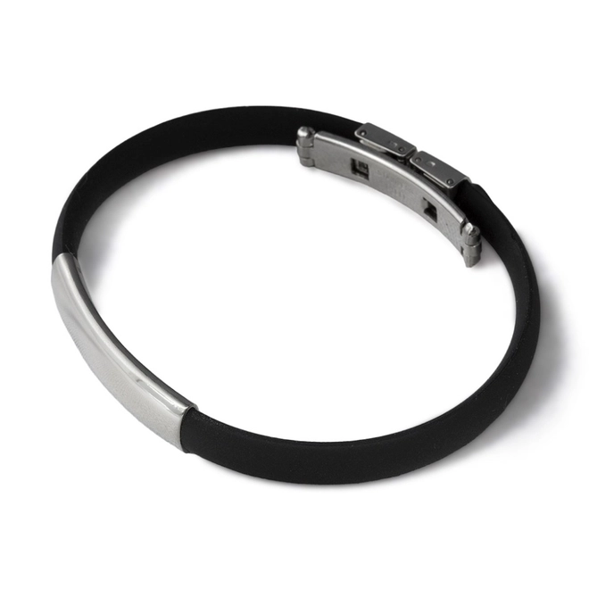 Bracelete de Aço Cauciu com Placa Lisa