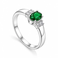 Anel De Formatura Com Zircônia Esmeralda E Zircônias Cristal