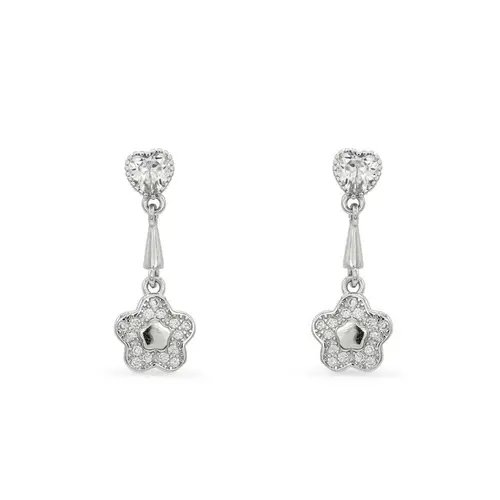 Brinco Balanço com Flor e Zircônias Cristal