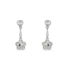 Brinco Balanço com Flor e Zircônias Cristal