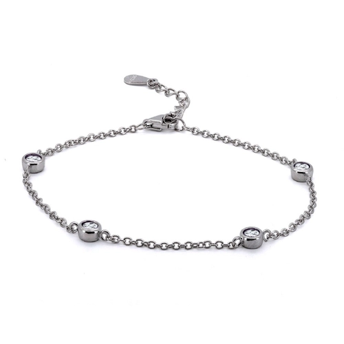 Pulseira de Prata Com Zircônias Cristal Redondas