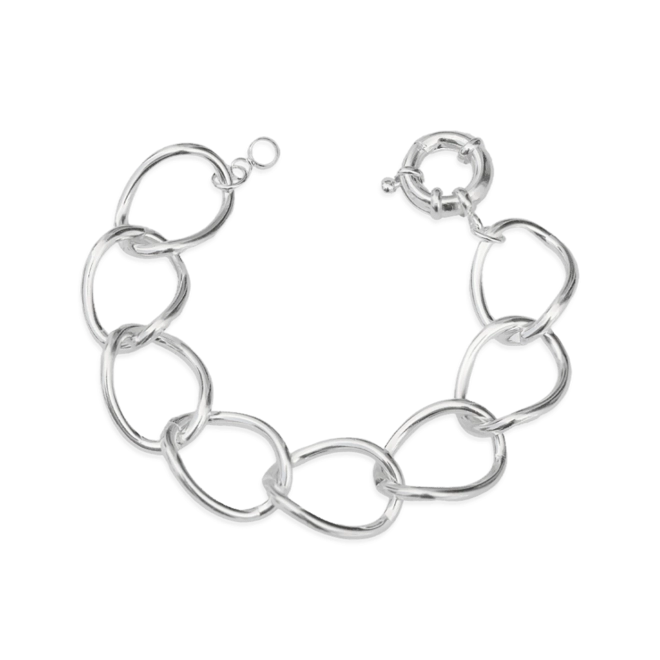 Pulseira de Prata Leve com Elos Espelhados