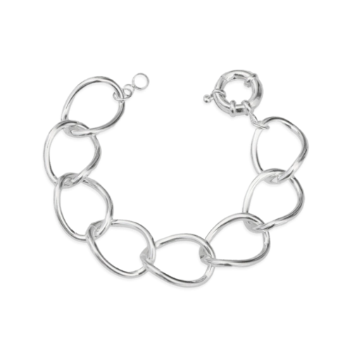 Pulseira de Prata Leve com Elos Espelhados