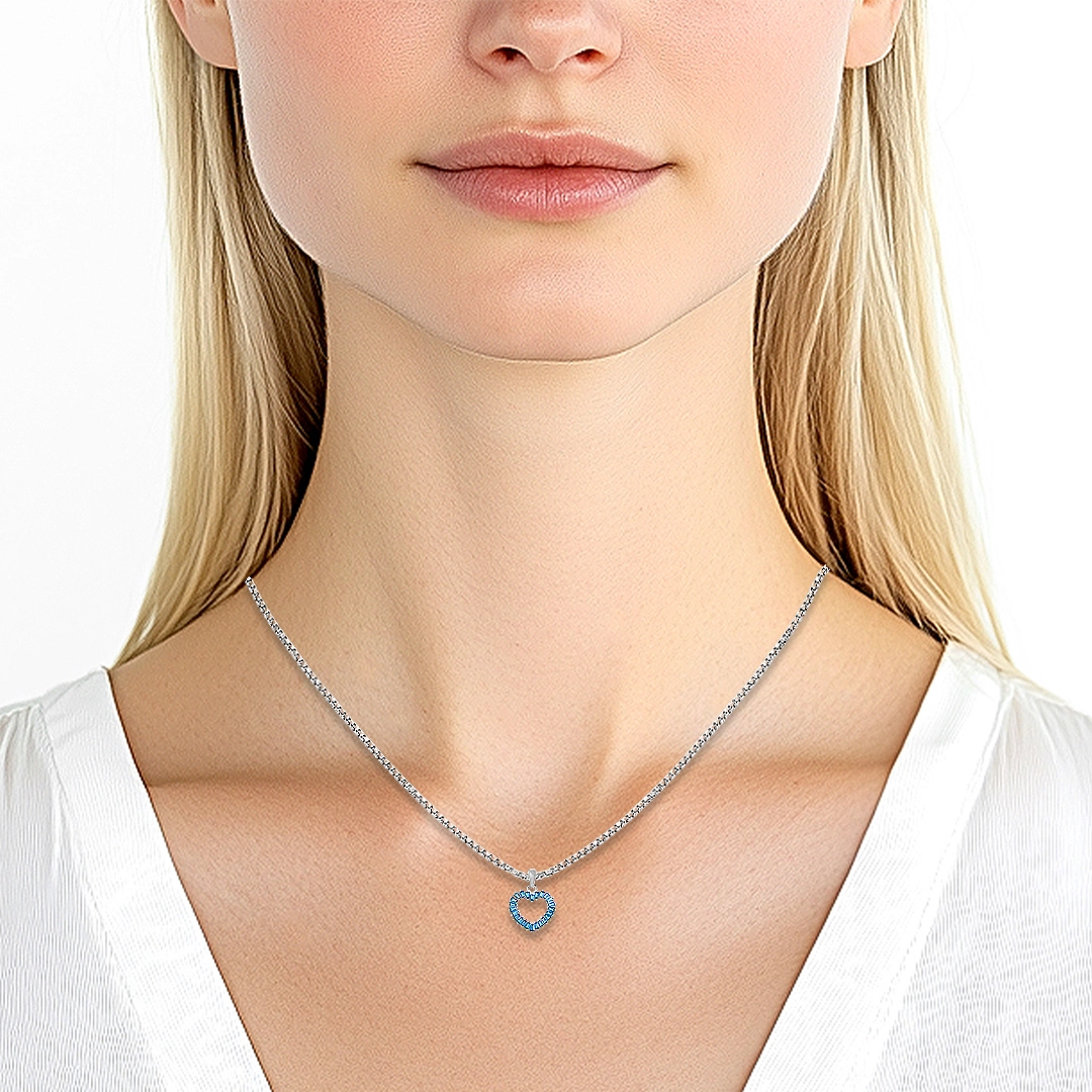 Gargantilha de Prata Blend Collection Coração Vazado Com Zircônias Topázio