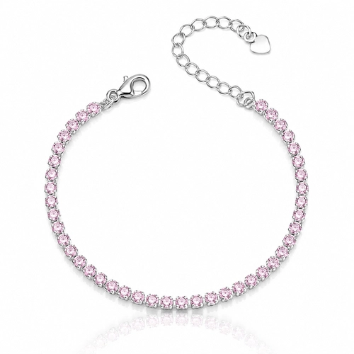 Pulseira Riviera Com Zircônias Rosa