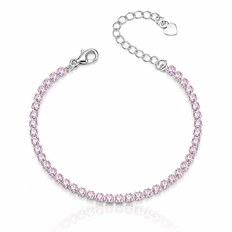 Pulseira Riviera Com Zircônias Rosa