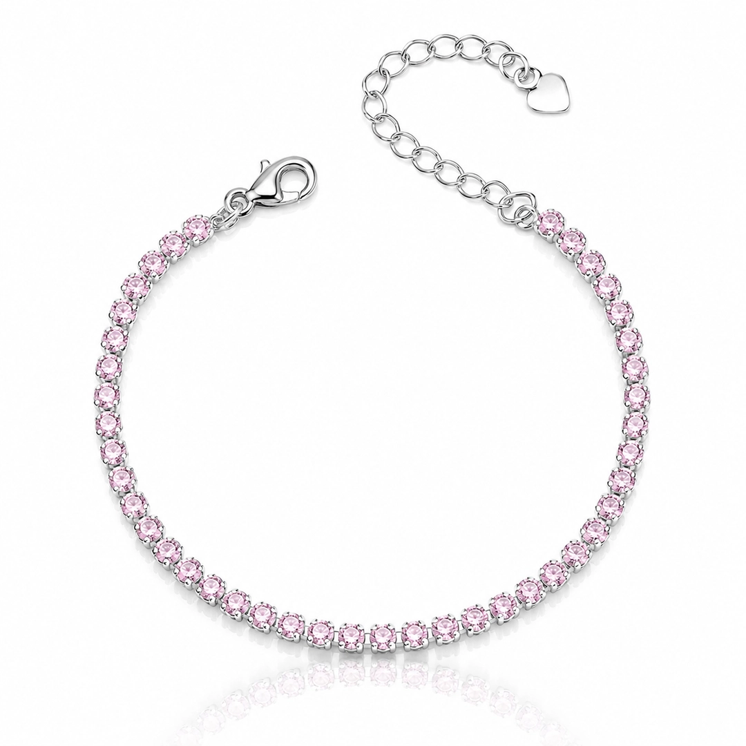 Pulseira Riviera Com Zircônias Rosa