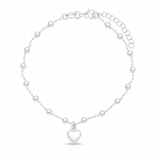 Pulseira de Esferas com Pingente Coração
