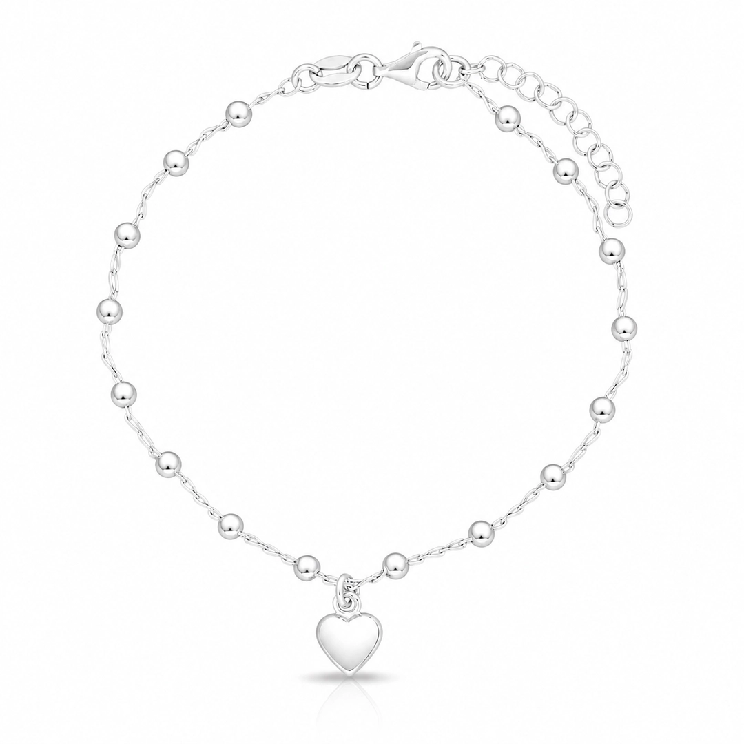 Pulseira de Esferas com Pingente Coração