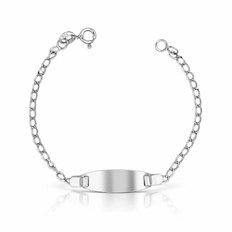 Pulseira Kids com Placa Lisa em Malha de Elos Iguais