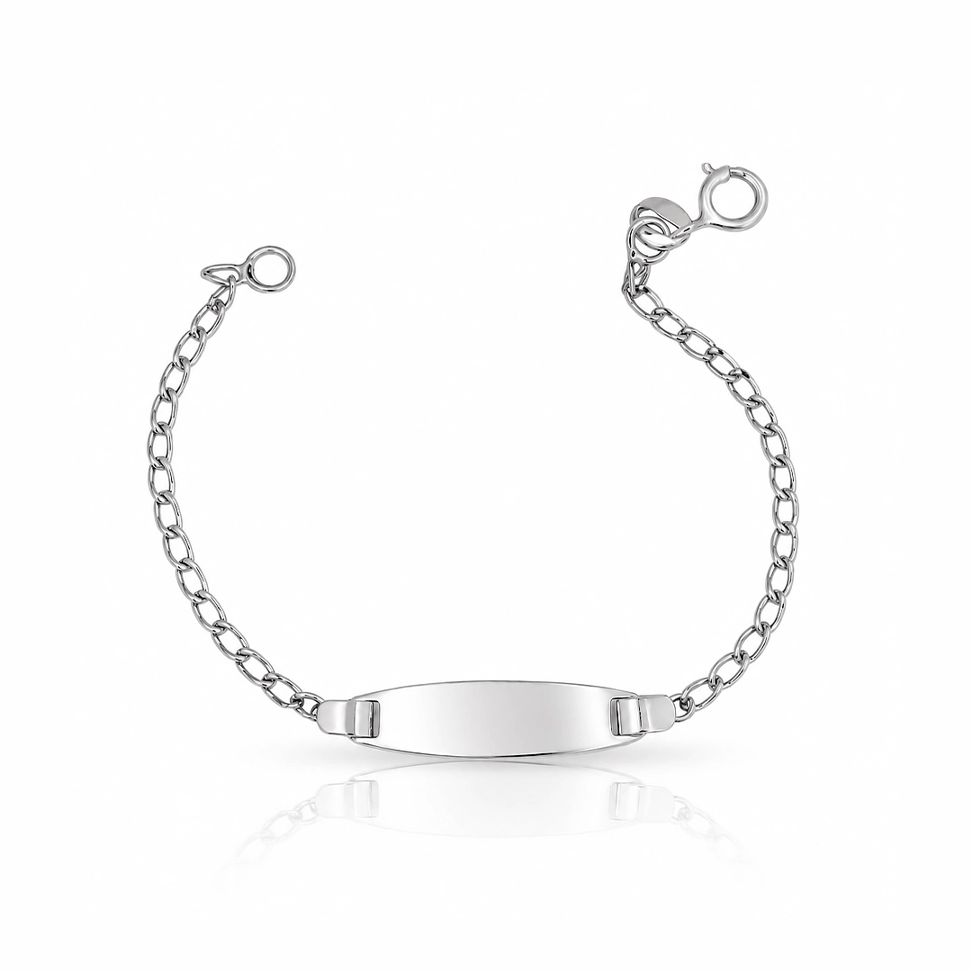 Pulseira Kids com Placa Lisa em Malha de Elos Iguais