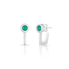 Brinco Meia Argola Com Zircônia Verde Paraíba