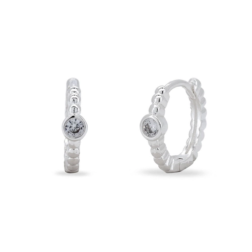 Brinco De Prata Leve Argola Clic Com Zircônia Cristal