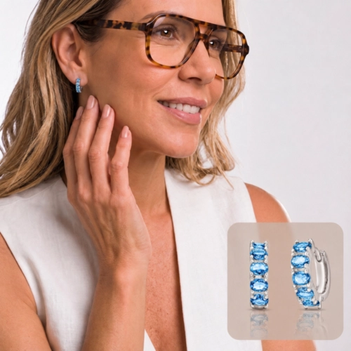 Brinco Click Blend Collection com Zircônias Topázio