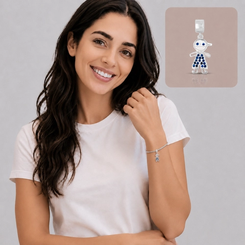 Berloque de Menino com Zircônias Safira
