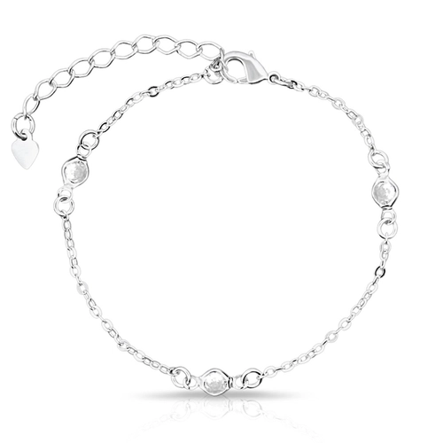 Pulseira com Zircônias Cristal Redonda