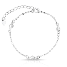 Pulseira com Zircônias Cristal Redonda