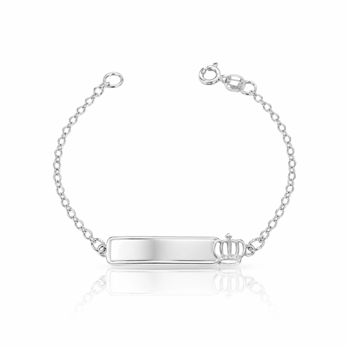 Pulseira Kids com Placa Lisa e Coroa