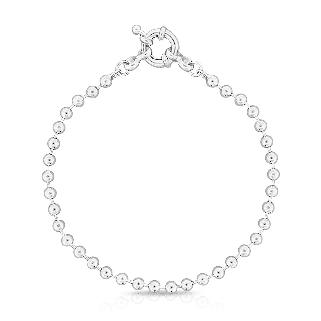 Pulseira De Prata Leve Com Esferas Espelhas