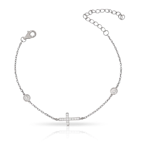 Pulseira Cruz Cravejada com Zircônias Cristal