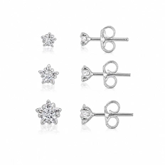 Brincos de Ponto Luz Estrela em Zircônia (Kit)