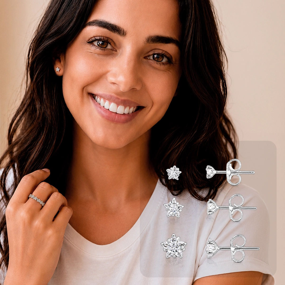 Brincos de Ponto Luz Estrela em Zircônia (Kit)