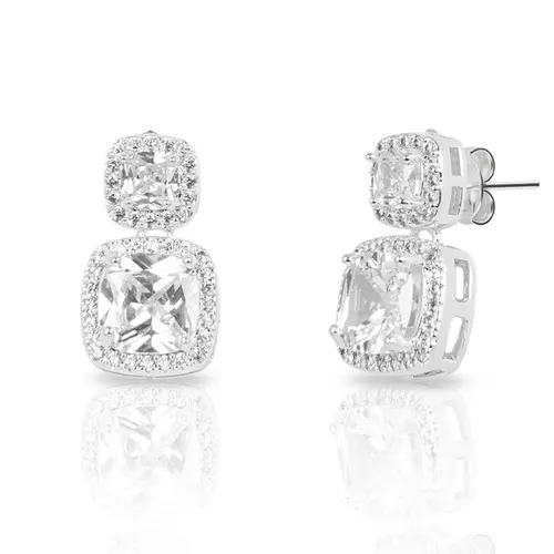 Brinco Balanço com Zircônia Cristal Quadrada