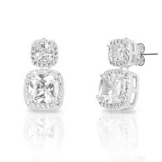 Brinco Balanço com Zircônia Cristal Quadrada
