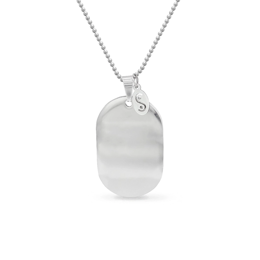 Corrente com Pingente com Placa Oval Lisa e Espelhada
