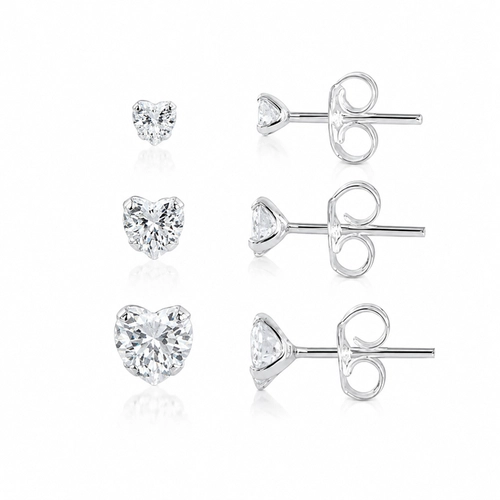 Brincos Ponto Luz Coração de Zircônia Cristal (Kit)